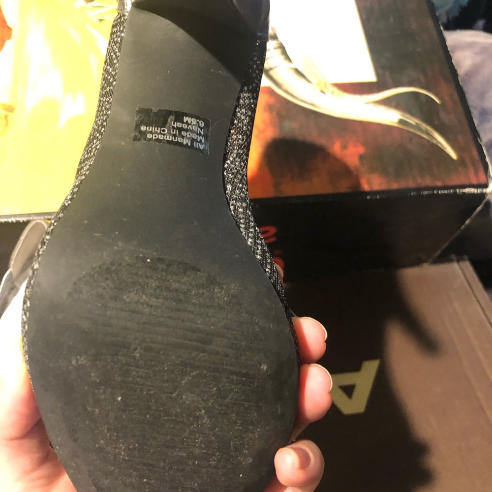 style and Co. size 6 1/2 only worn once silver glitter heels. - Picture 7 of 12
